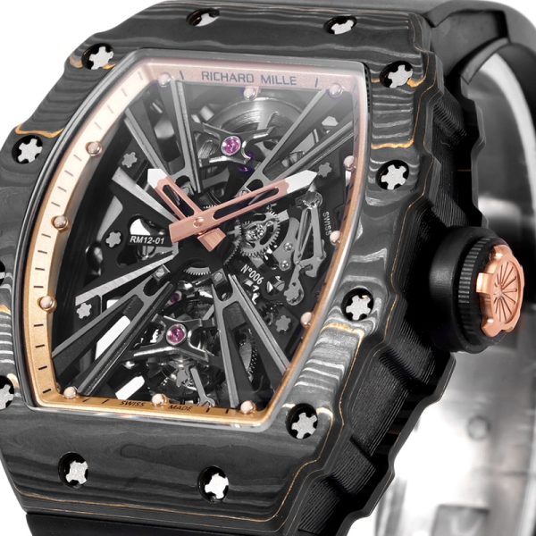 Richard Mille RM-12 Black Circle White TPT Shell Blue Braided Belt