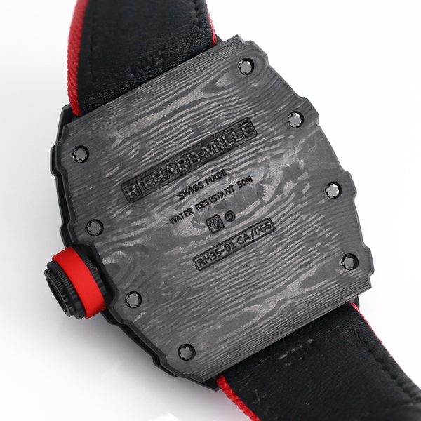 Richard Mille RM35-01 White Gem Movement Carbon Fiber Red canvas strap - Image 6