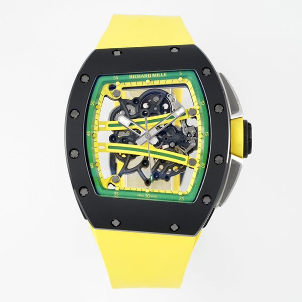 Richard Mille RM 061 Tourbillon Clone with Full Ceramic Case and Yellow Strap