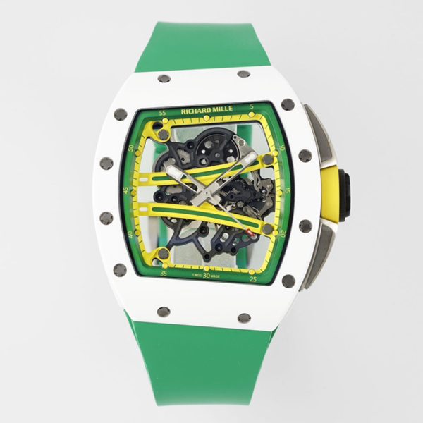 Richard Mille RM 061 Tourbillon Clone with White Case and Green-Yellow Strap