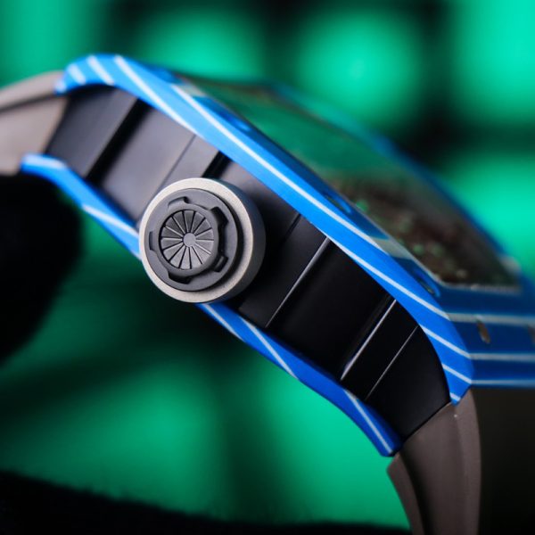 Richard Mille RM 52-01 Tourbillon Skull Clone Blue Ceramic Case, Swiss Hand-Wound Movement, Black Rubber Strap, Skull Dial