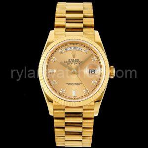 Rolex Day-Date 36mm Champagne Dial Yellow Gold Case Replica Watch