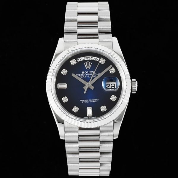 Rolex Day-Date 36mm Blue Dial Stainless Steel Case Replica Watch