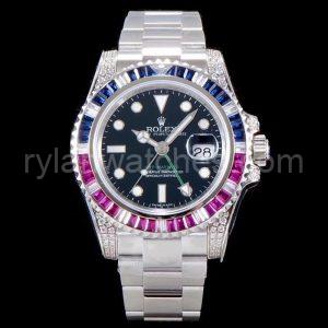 rolex gmt master ii rainbow coke drill clone replica watch