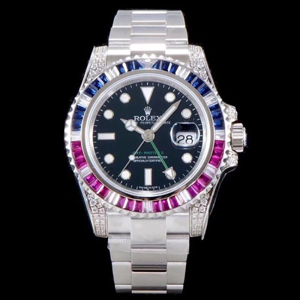 Rolex GMT-Master Rainbow Coke Drill 40MM Clone with rainbow bezel