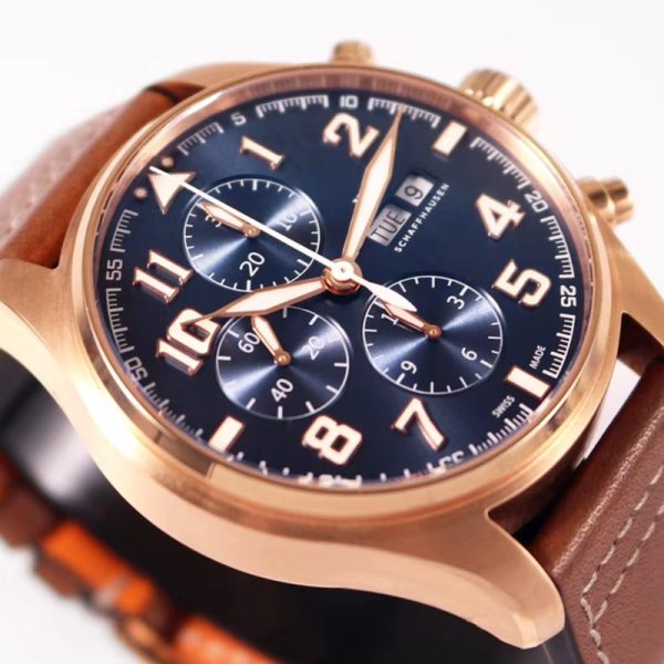 IWC Pilot Chronograph Bronze Blue Dial Clone Watch 43mm