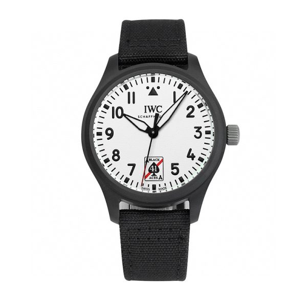 IWC Black Aces White Dial Ceramic Clone Watch 41mm
