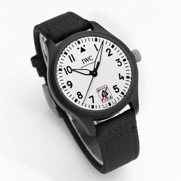 IWC Black Aces White Dial Ceramic Clone Watch 41mm