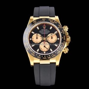 Rolex Daytona Yellow Gold Black Dial Oysterflex Clone