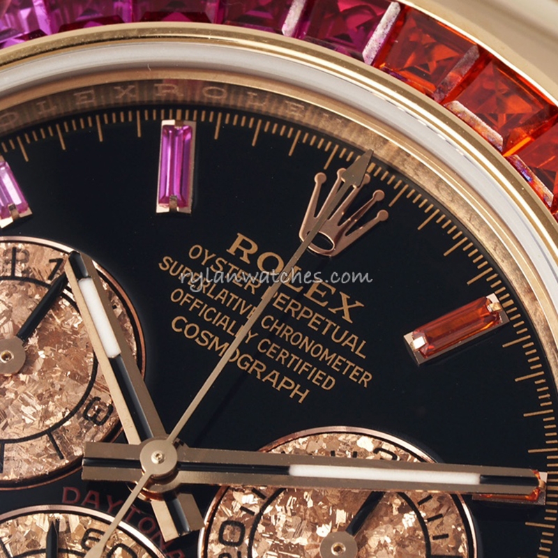 Rolex Daytona Rainbow Rose Gold Black Dial Clone 40mm