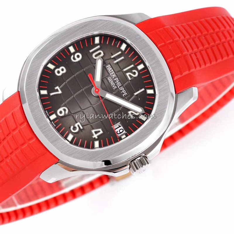 Patek Aquanaut Cal.330 Red Rubber Clone Black Dial Watch