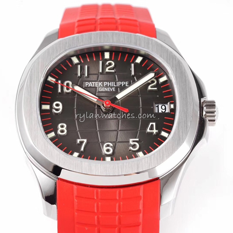 Patek Aquanaut Cal.330 Red Rubber Clone Black Dial Watch