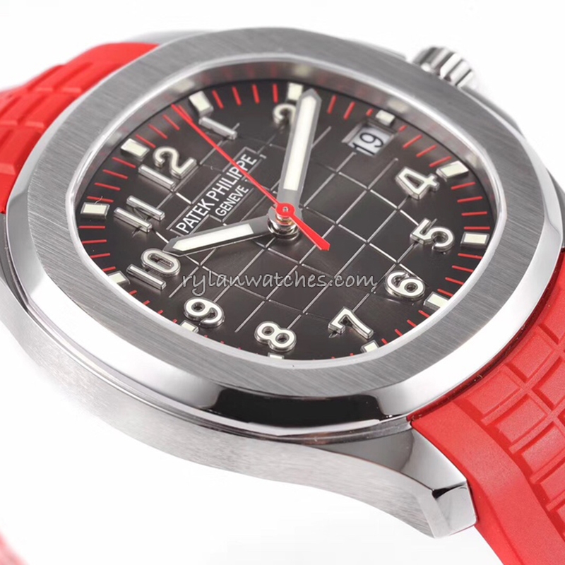 Patek Aquanaut Cal.330 Red Rubber Clone Black Dial Watch