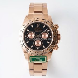 Rolex Daytona Rose Gold 7750 Clone Black Dial Chronograph