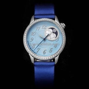Vacheron Constantin Égérie Moonphase 37mm Blue Dial Diamond Bezel Ladies Clone