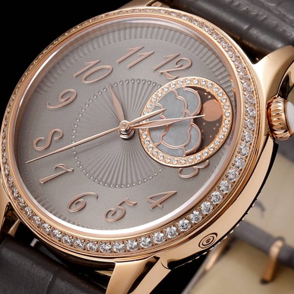 Vacheron Constantin Égérie Moonphase Rose Gold Diamond 37mm Coffee Brown Dial