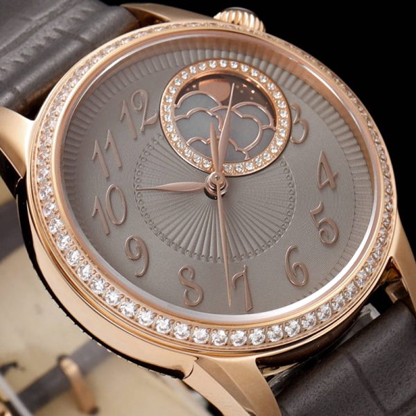 Vacheron Constantin Égérie Moonphase Rose Gold Diamond 37mm Coffee Brown Dial