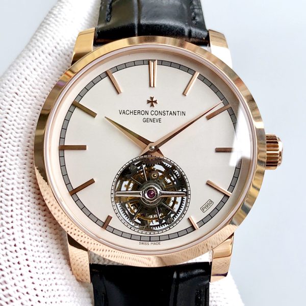 Vacheron Constantin Traditionnelle Tourbillon Rose Gold Silver Clone Watch