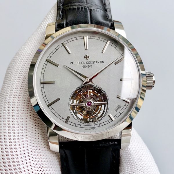 Vacheron Constantin Traditionnelle Tourbillon Silver Steel Clone Watch