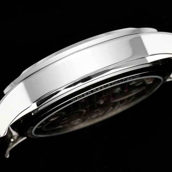Vacheron Constantin Traditionnelle Tourbillon Silver Dial Steel Case Black Leather Strap 42mm