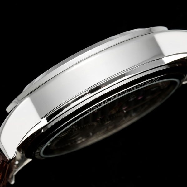 Vacheron Constantin Traditionnelle Tourbillon Silver Dial Rose Gold Case Black Leather Strap 42mm