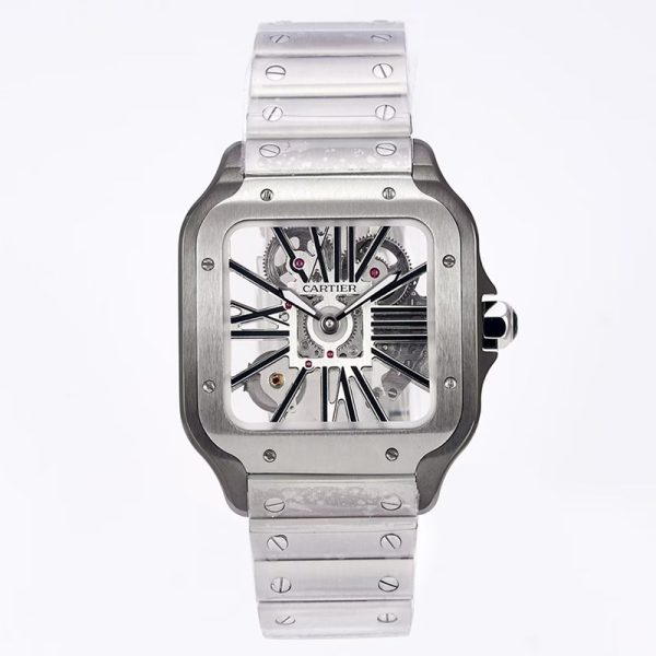 Cartier Santos Skeleton Grey 39.8mm Swiss Replica Watch