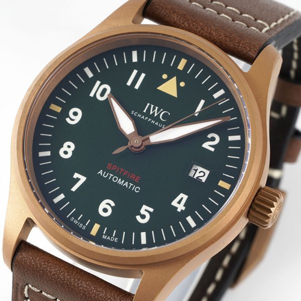 IWC Mark Spitfire Red Bronze Clone Watch Green Dial 39mm