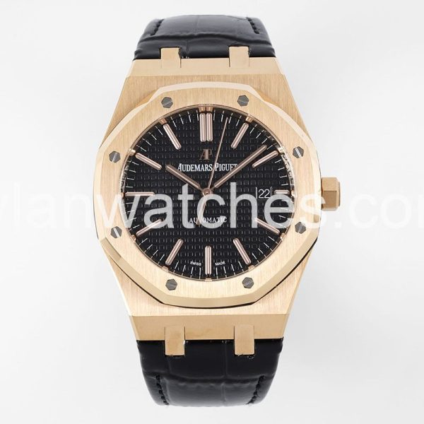 Audemars Piguet Royal Oak 15400 black dial rose gold case black strap 41mm