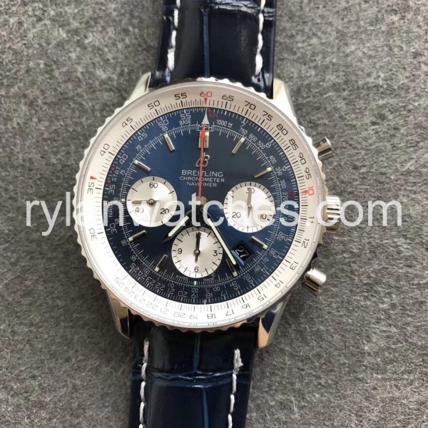 Breitling Aviation Chronograph B01 43mm Panda Blue Face with white eyes