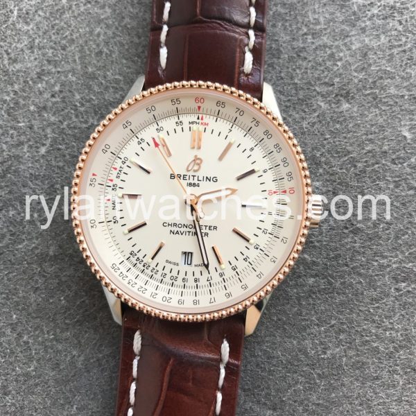 Breitling Navitimer B01 41mm Rose Gold with white face