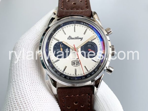 Breitling Top Time BN5 41mm Panda with brown leather strap