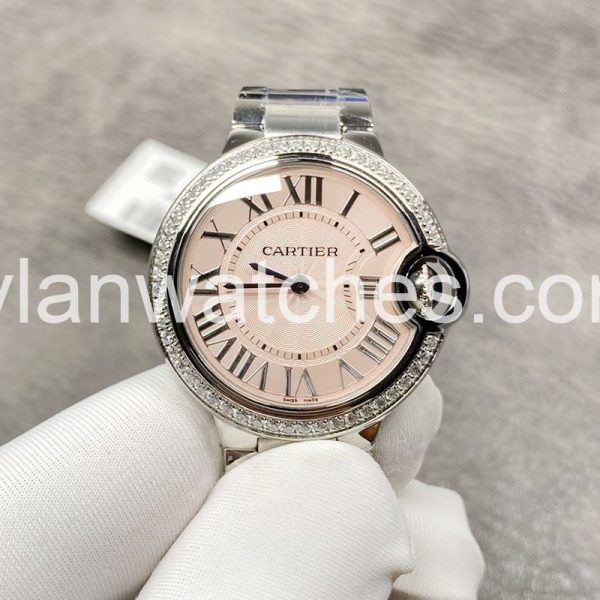 Cartier Blue Balloon 33MM Pink Face Diamond – Luxury Swiss Clone Watch