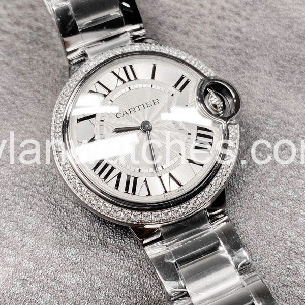 Cartier Blue Balloon 33MM white face diamond