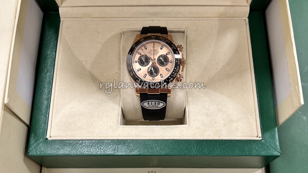 Rolex Daytona with rubber strap chronograph watch front view