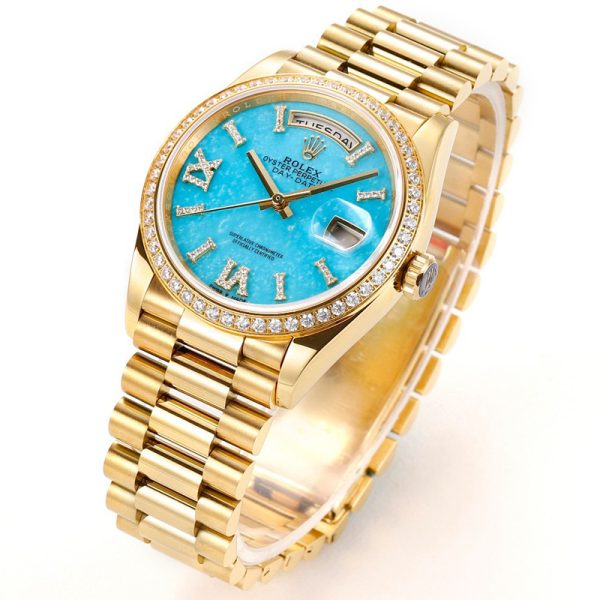 ROLEX Day-Date M128238 JOURNAL 36mm Gold blue dial