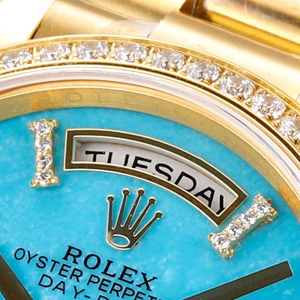 ROLEX Day-Date M128238 JOURNAL 36mm Gold blue dial