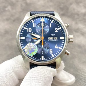 IWC 377714 PILOT TIMING Blue Face Brown Leather Strap 43MM