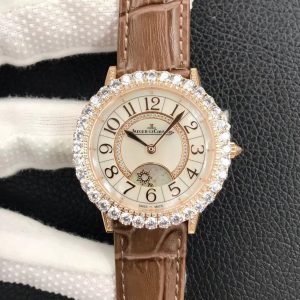 Jaeger-LeCoultre Rendez-Vous Moon Rose Gold Dial Brown Leather Strap Clone
