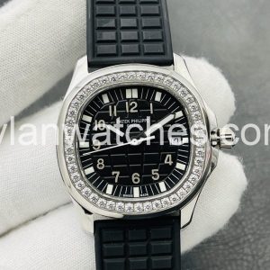 Patek Philippe Aquanaut Black Dial White Metal Case Clone, Patek Philippe Aquanaut, Black Dial, White Metal, Swiss Clone