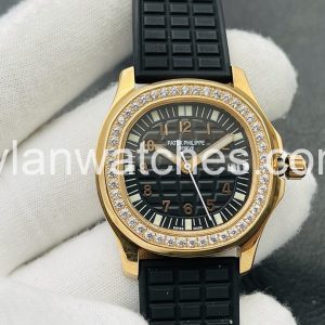 Patek Philippe Aquanaut Black Dial Yellow Gold Case Clone, Patek Philippe Aquanaut, Black Dial, Yellow Gold, Swiss Clone