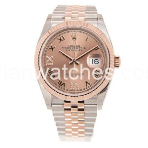 Rolex Datejust Rose Gold Dial Clone Stainless Steel Case