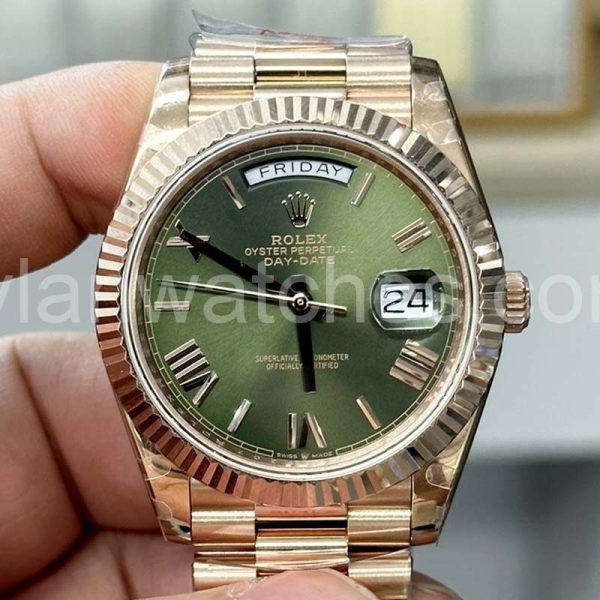 Rolex Day-Date 36mm Green Dial Rose Gold Case Replica Watch