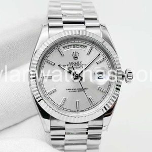 Rolex Day-Date 36mm Silver Dial Stainless Steel Case Replica Watch