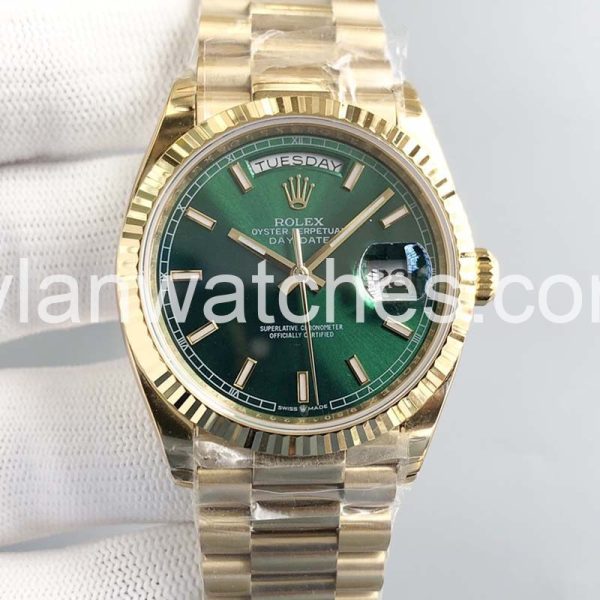 Rolex Day-Date 36mm Green Dial Yellow Gold Case Replica Watch