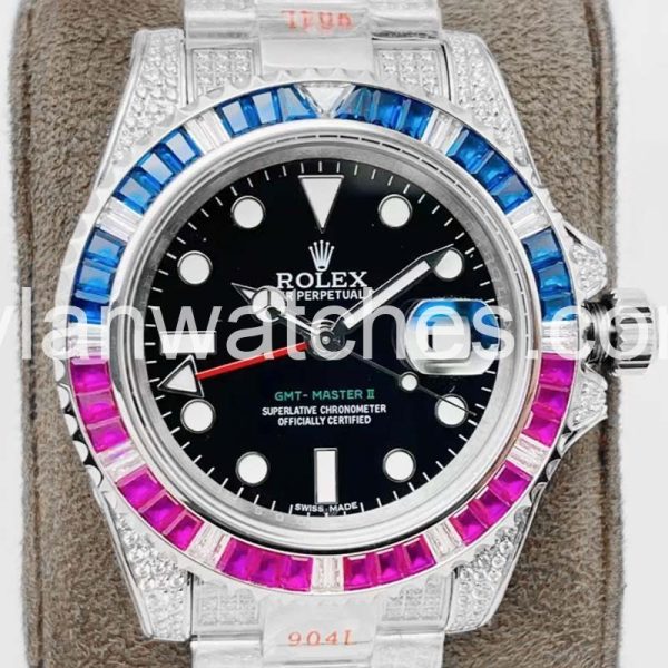 Rolex GMT-Master Rainbow Coke Drill 40MM Clone with rainbow bezel