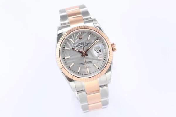 Rolex Datejust 36MM Rose Gold Silver Grey Dial Clone