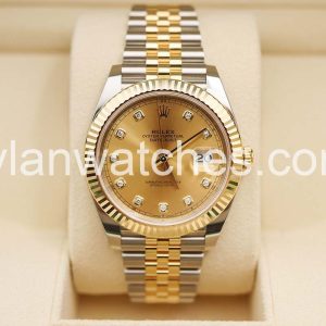 Rolex Datejust Champagne Dial Clone Stainless Steel Gold Case