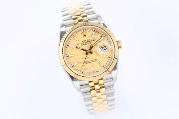 Rolex Datejust 36MM Yellow Gold Silver Champagne Dial Jubilee Clone