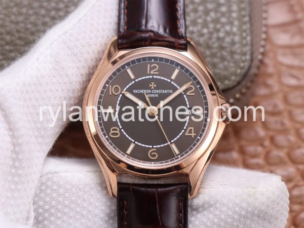 Vacheron Constantin Fiftysix Rose Gold Brown Dial Leather Strap