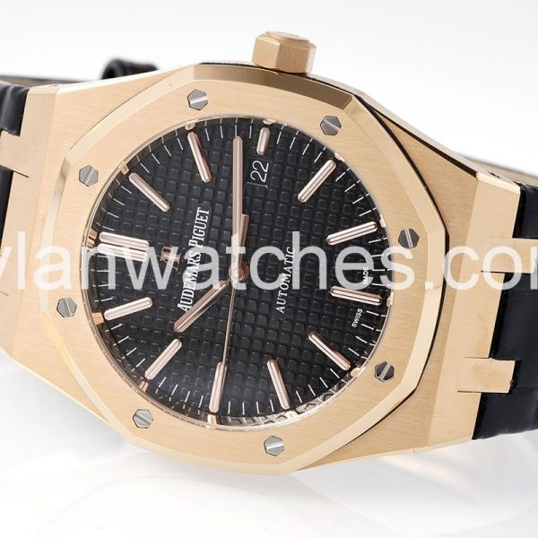 Audemars Piguet 41mm 15400 Black face rose gold shell black belt - Image 5